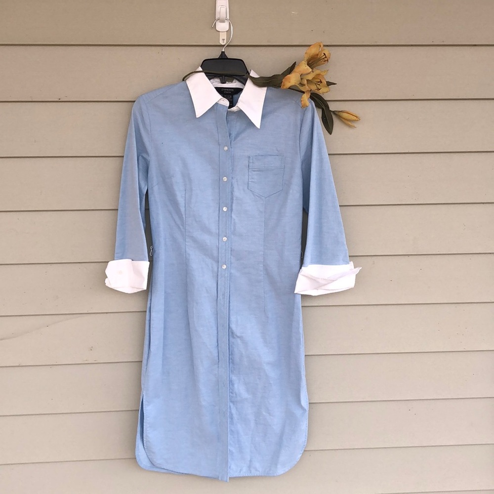 Express Stretch Collared Button Down Dress